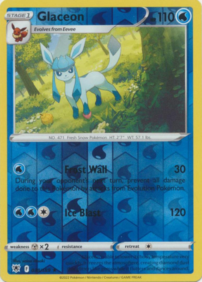 Pokemon Glaceon 038/189 (Reverse Holo) Sword & Shield:  Astral Radiance: Single Card