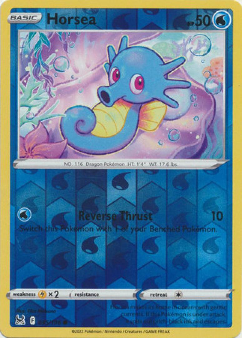 Pokemon Horsea 035/196  (Reverse Holo) Sword & Shield:  Lost Origin Single Card